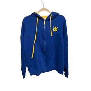 Royal Caribbean International Blue Yellow Logo Full Zip Hoodie Size M Men Unisex